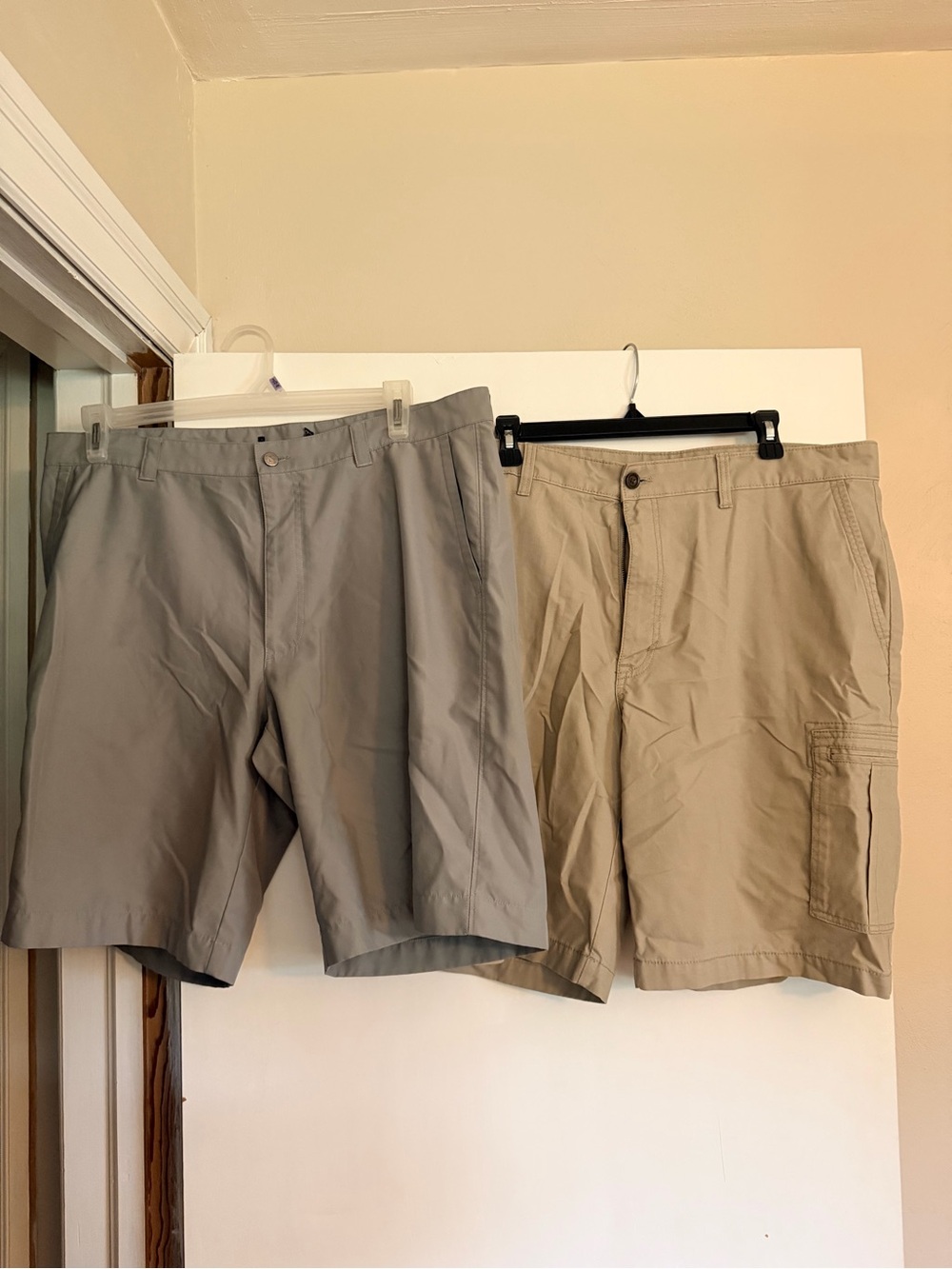 Savannah Gray and Khaki Flat-Front Men's Shorts Duo